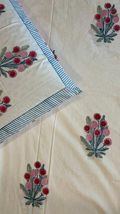 Off-White with Crimson Bedsheet
