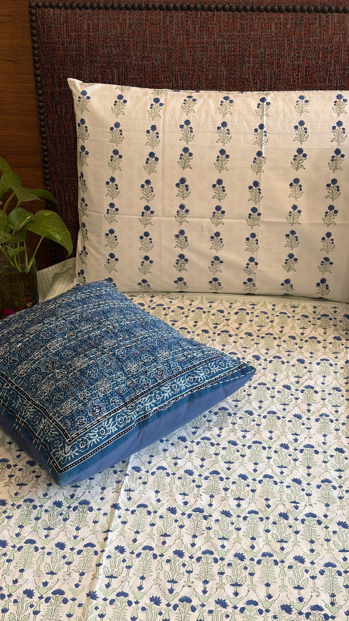 Blue and Sage Floral Bedsheet