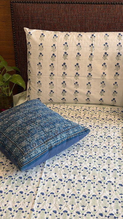Blue and Sage Floral Bedsheet