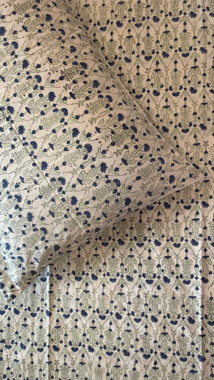 Blue and Sage Floral Bedsheet