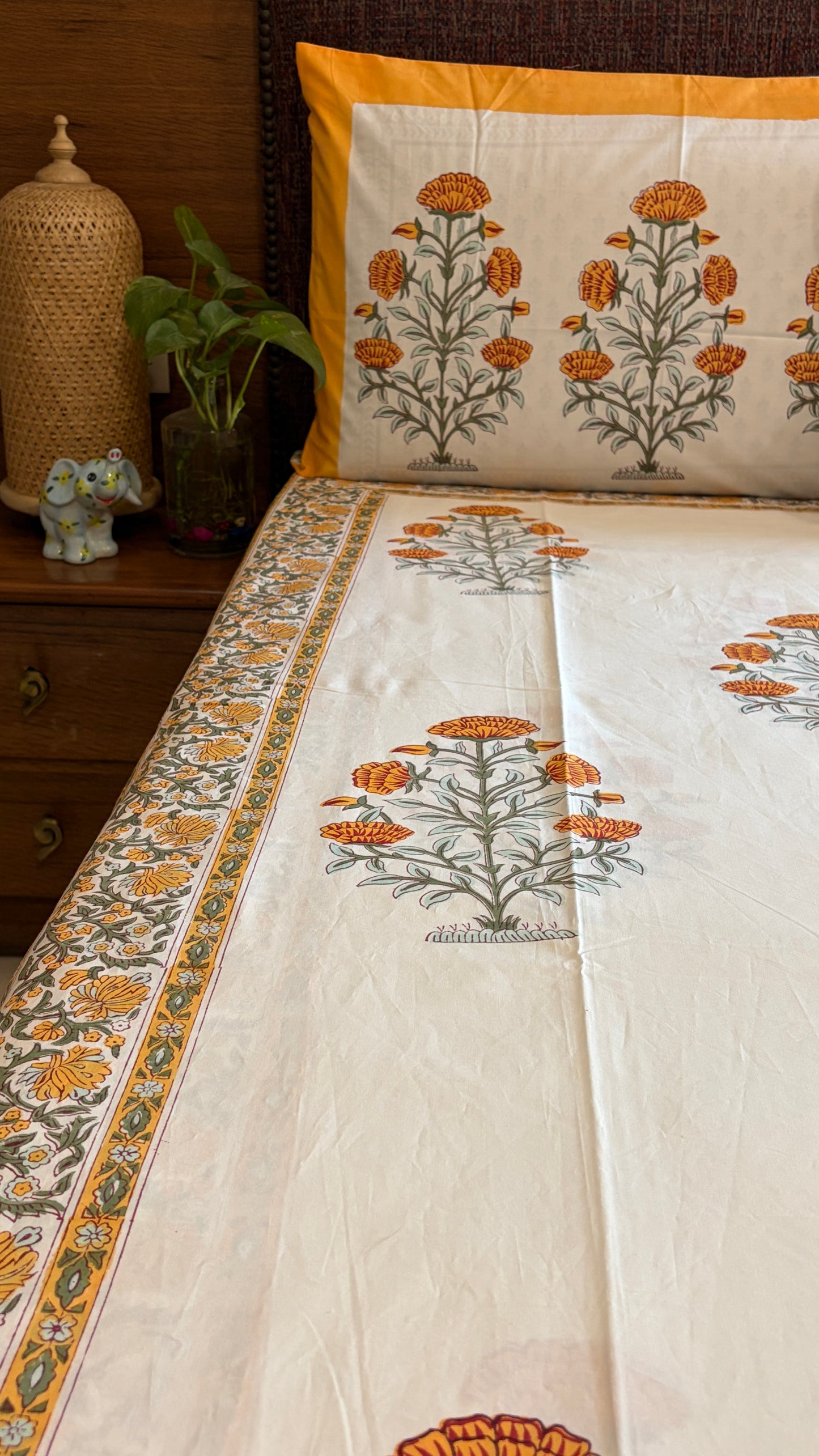 Marigold Yellow Motif Bedsheet