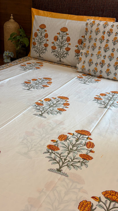 Marigold Yellow Motif Bedsheet