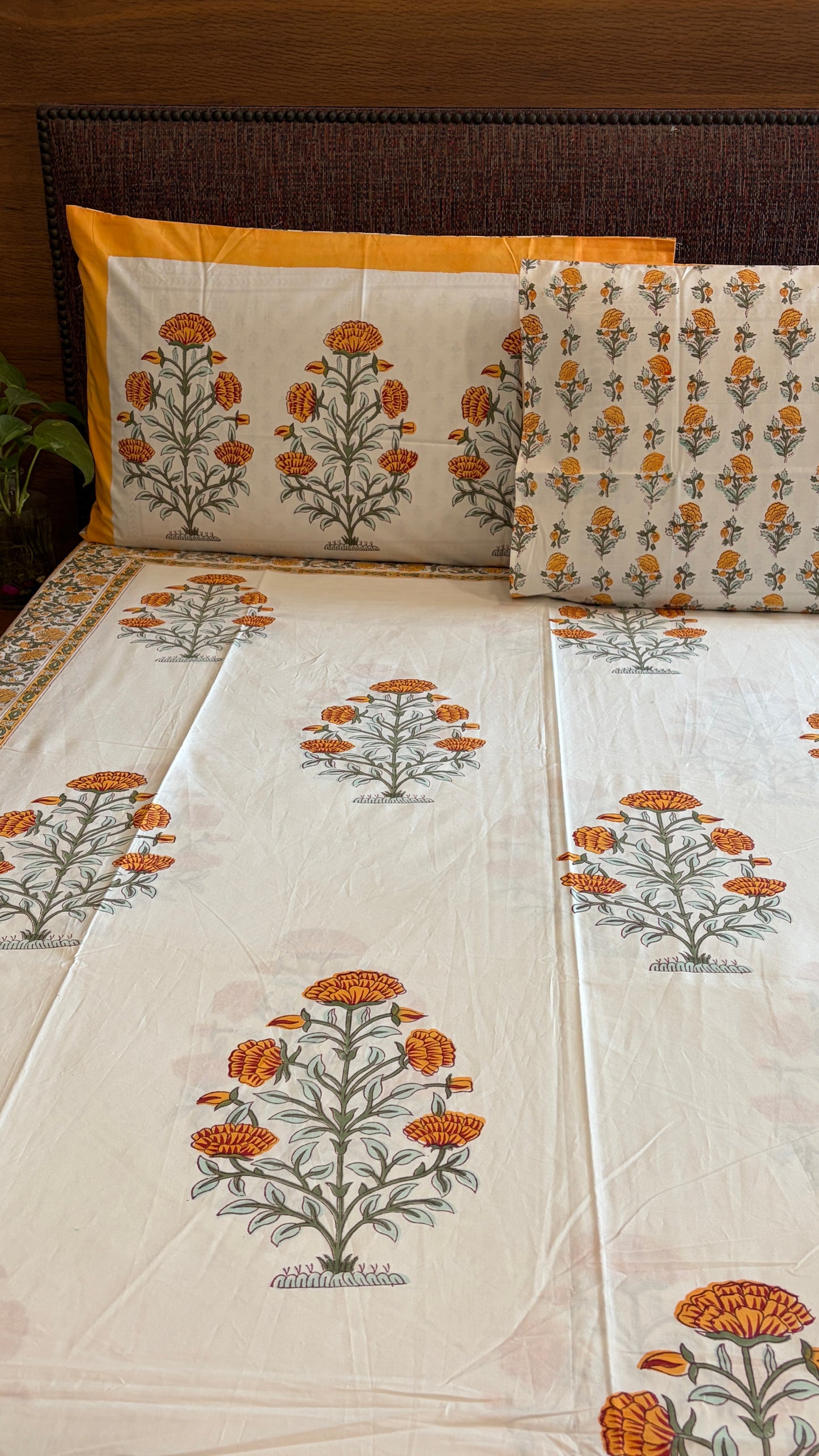 Marigold Yellow Motif Bedsheet