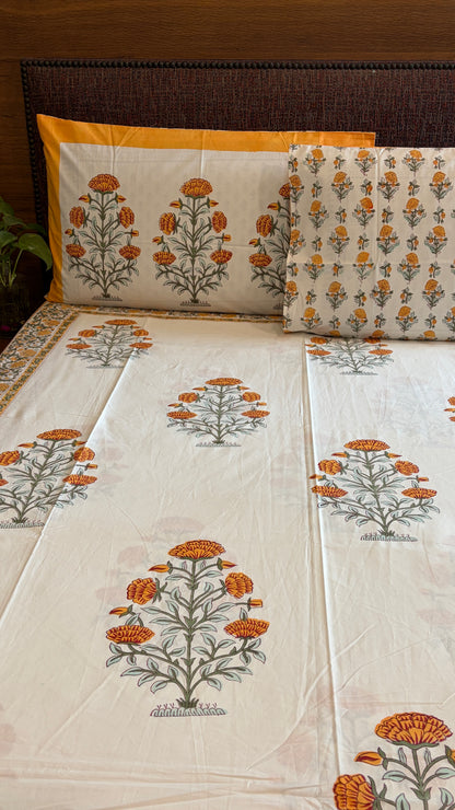 Marigold Yellow Motif Bedsheet
