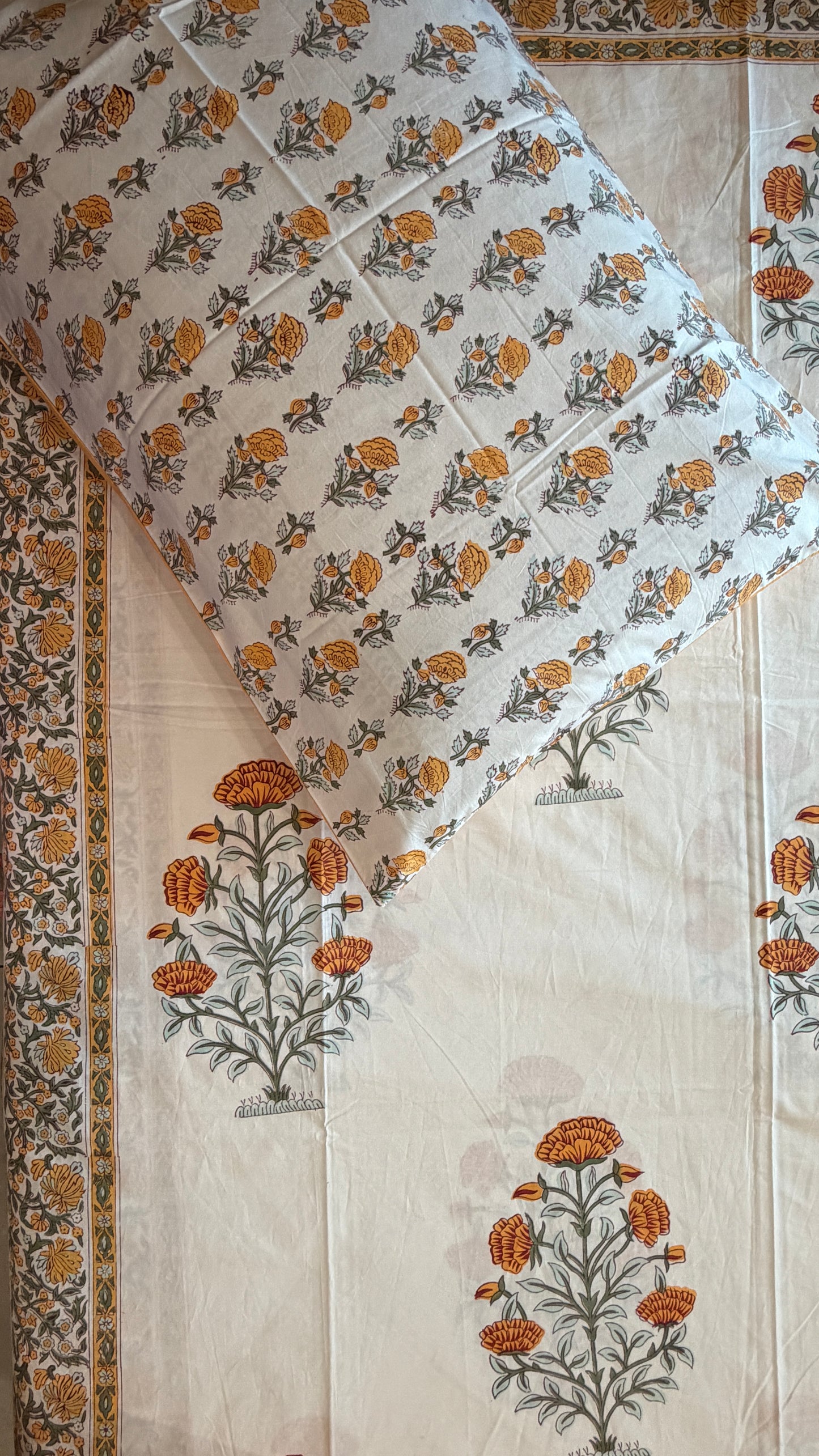 Marigold Yellow Motif Bedsheet