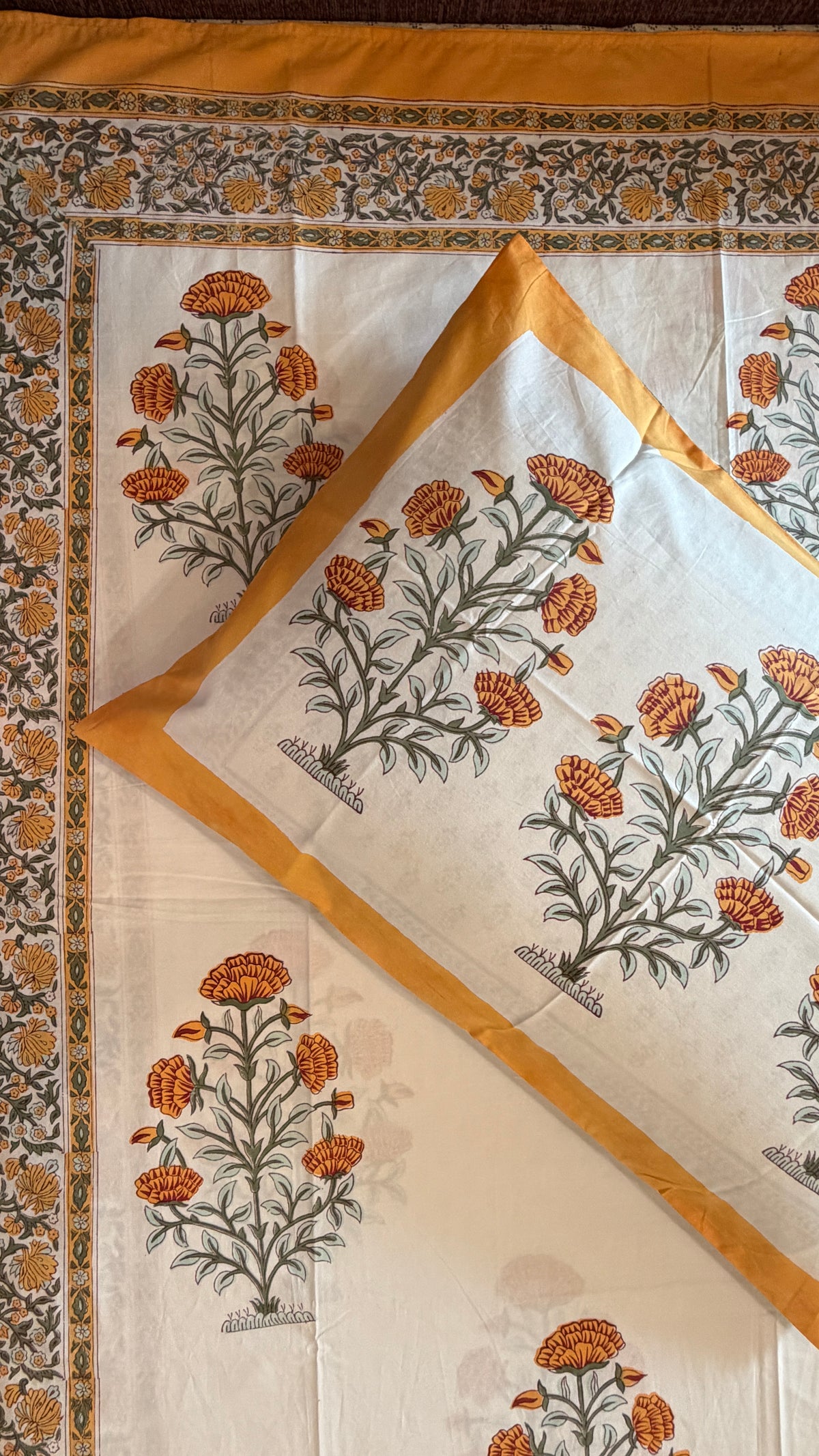 Marigold Yellow Motif Bedsheet