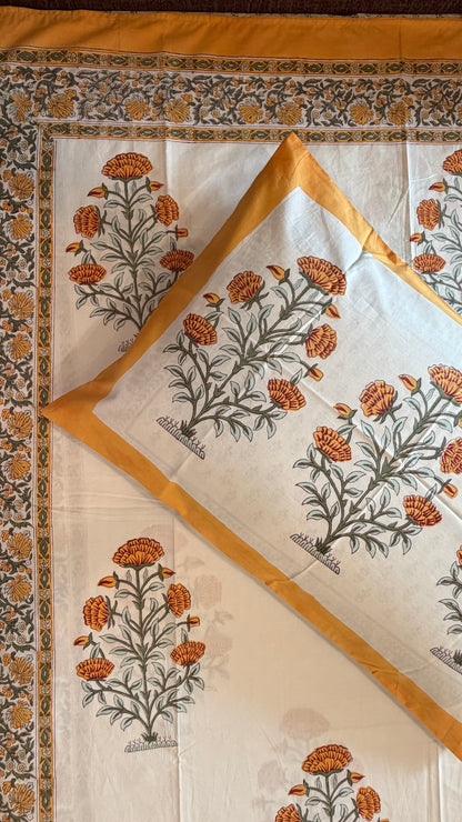 Marigold Yellow Motif Bedsheet
