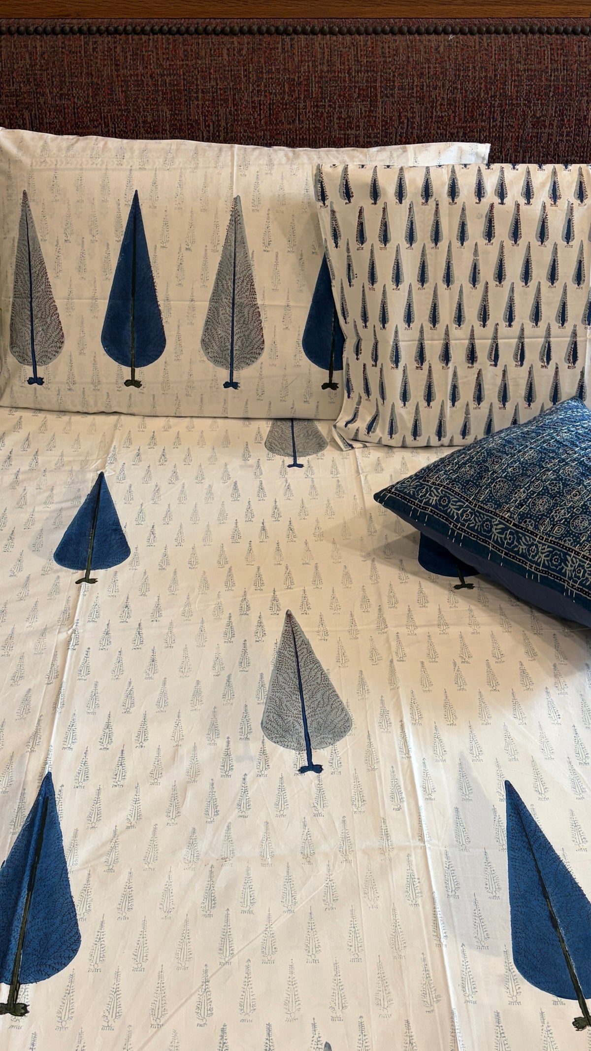 Off-White with Indigo Tree Bedsheet