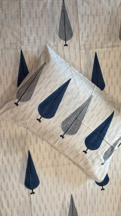 Off-White with Indigo Tree Bedsheet