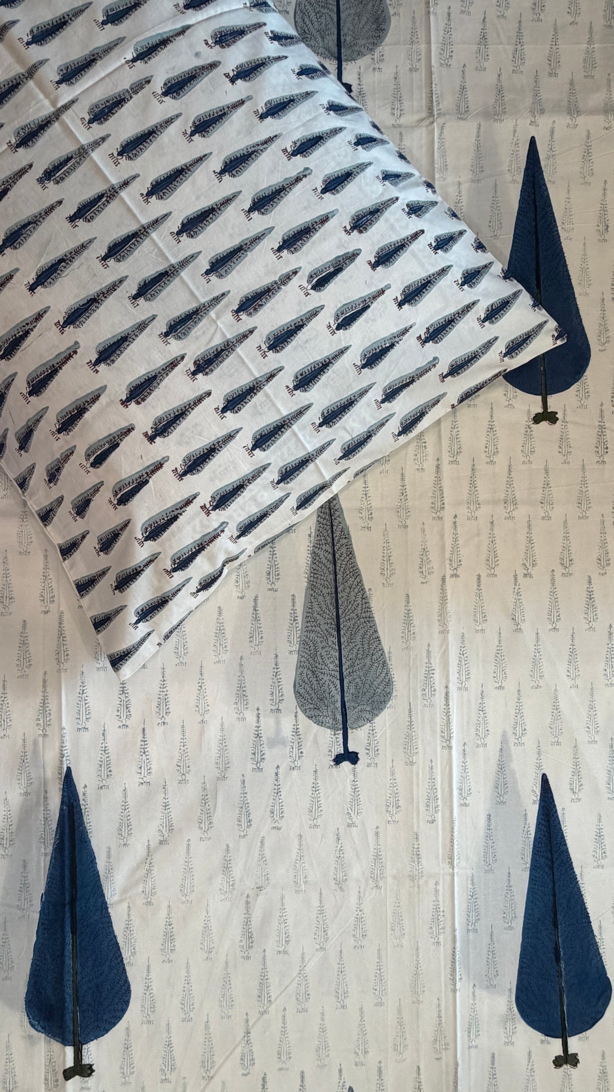 Off-White with Indigo Tree Bedsheet