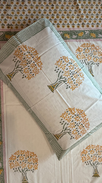 Yellow & Green Tree Motif Bedsheet