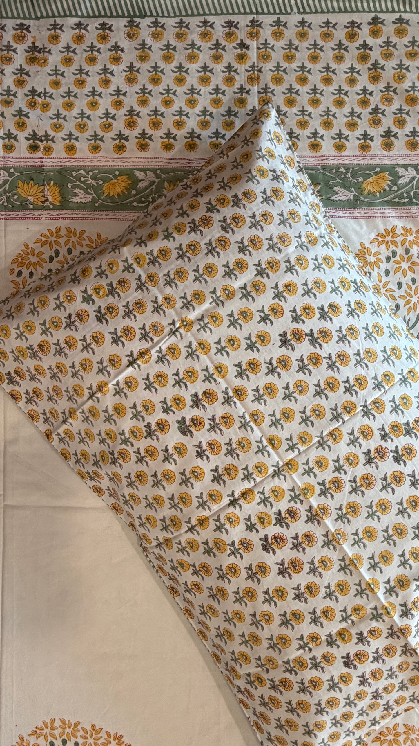 Yellow & Green Tree Motif Bedsheet