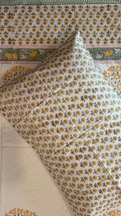 Yellow & Green Tree Motif Bedsheet