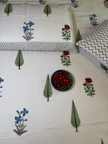 Olive Cypress & Floral Bedcover