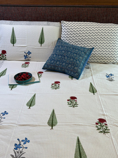 Olive Cypress & Floral Bedcover