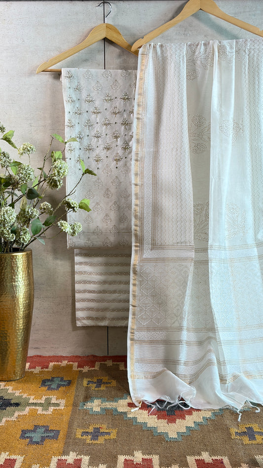 Regal Pearl Ivory Embroidered Suit