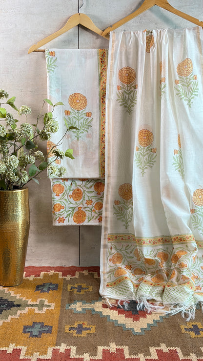 Royal Ivory & Marigold Embroidered Suit