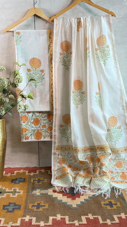 Royal Ivory & Marigold Embroidered Suit