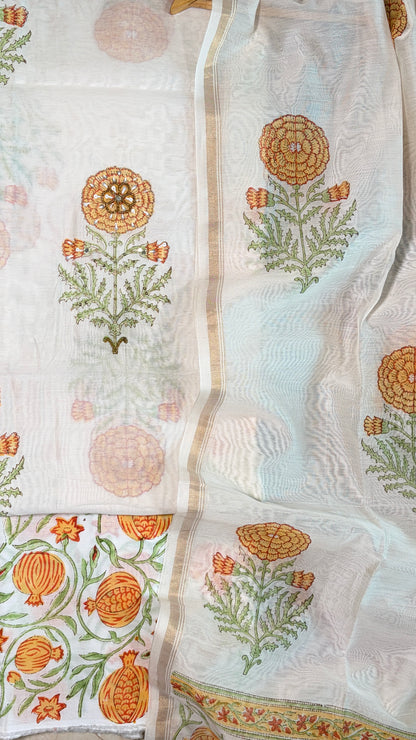 Royal Ivory & Marigold Embroidered Suit