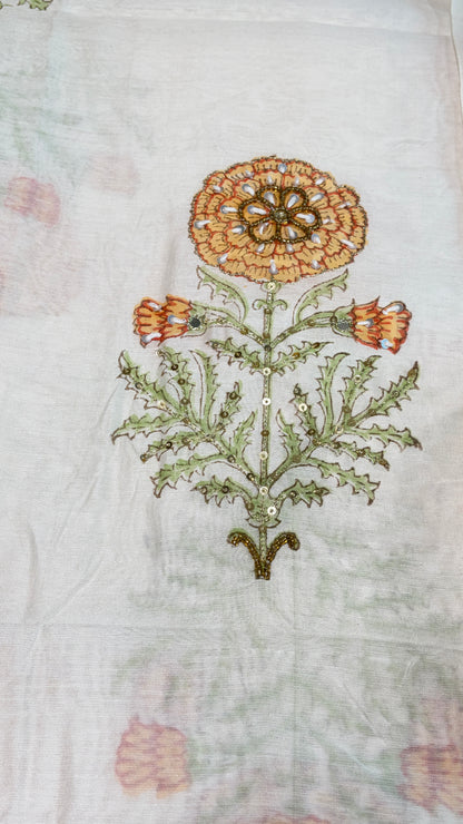 Royal Ivory & Marigold Embroidered Suit