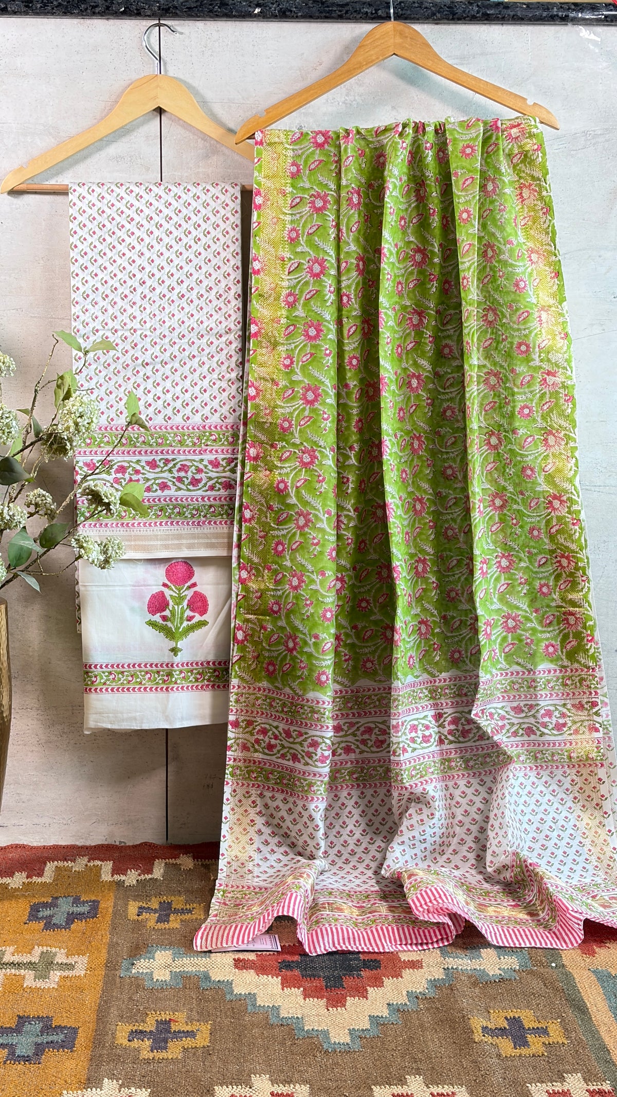 Pearl Pink & Lime Hand Print Suit
