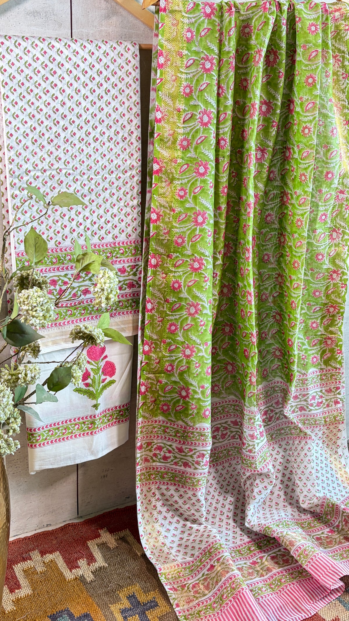 Pearl Pink & Lime Hand Print Suit