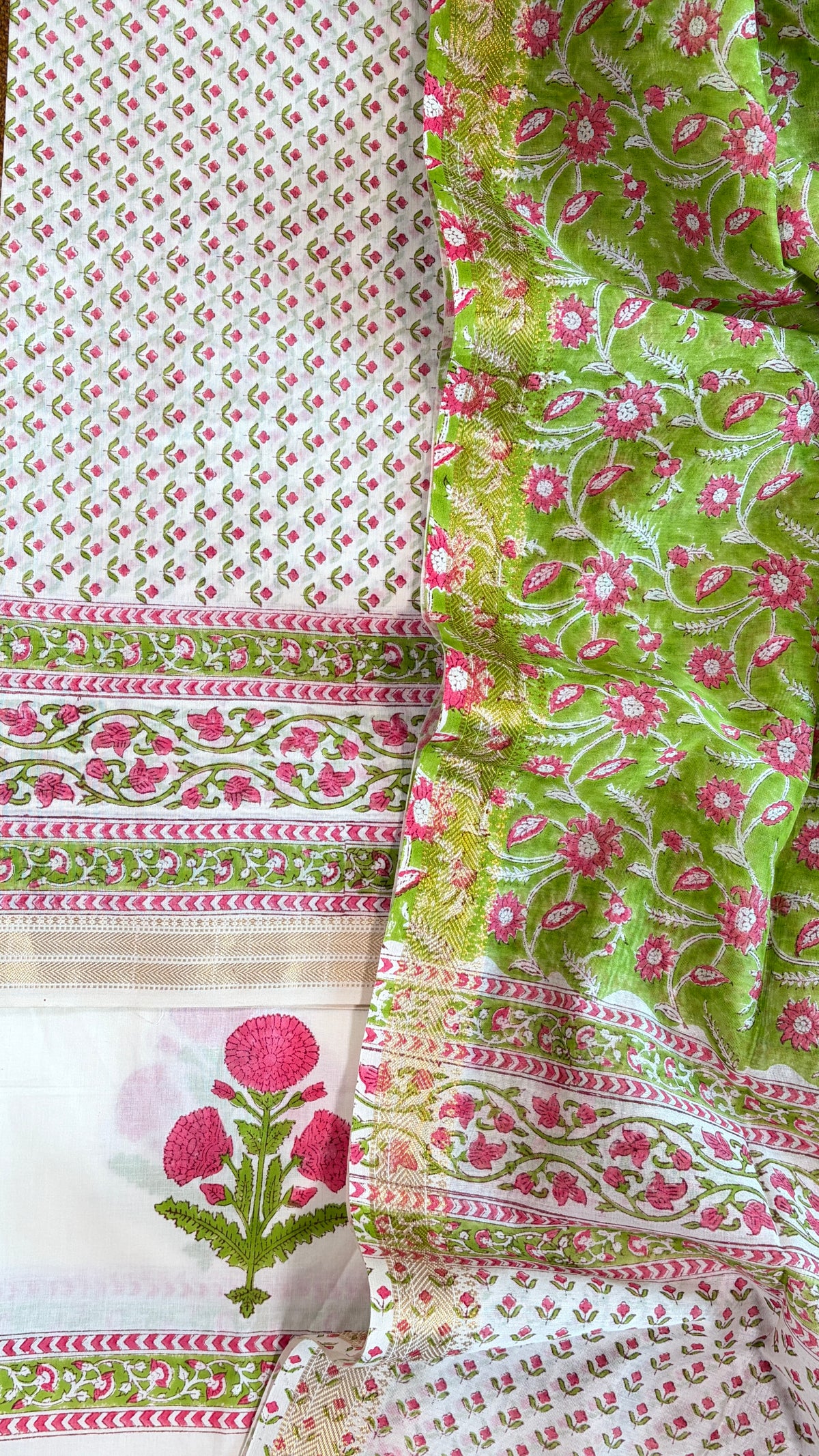 Pearl Pink & Lime Hand Print Suit