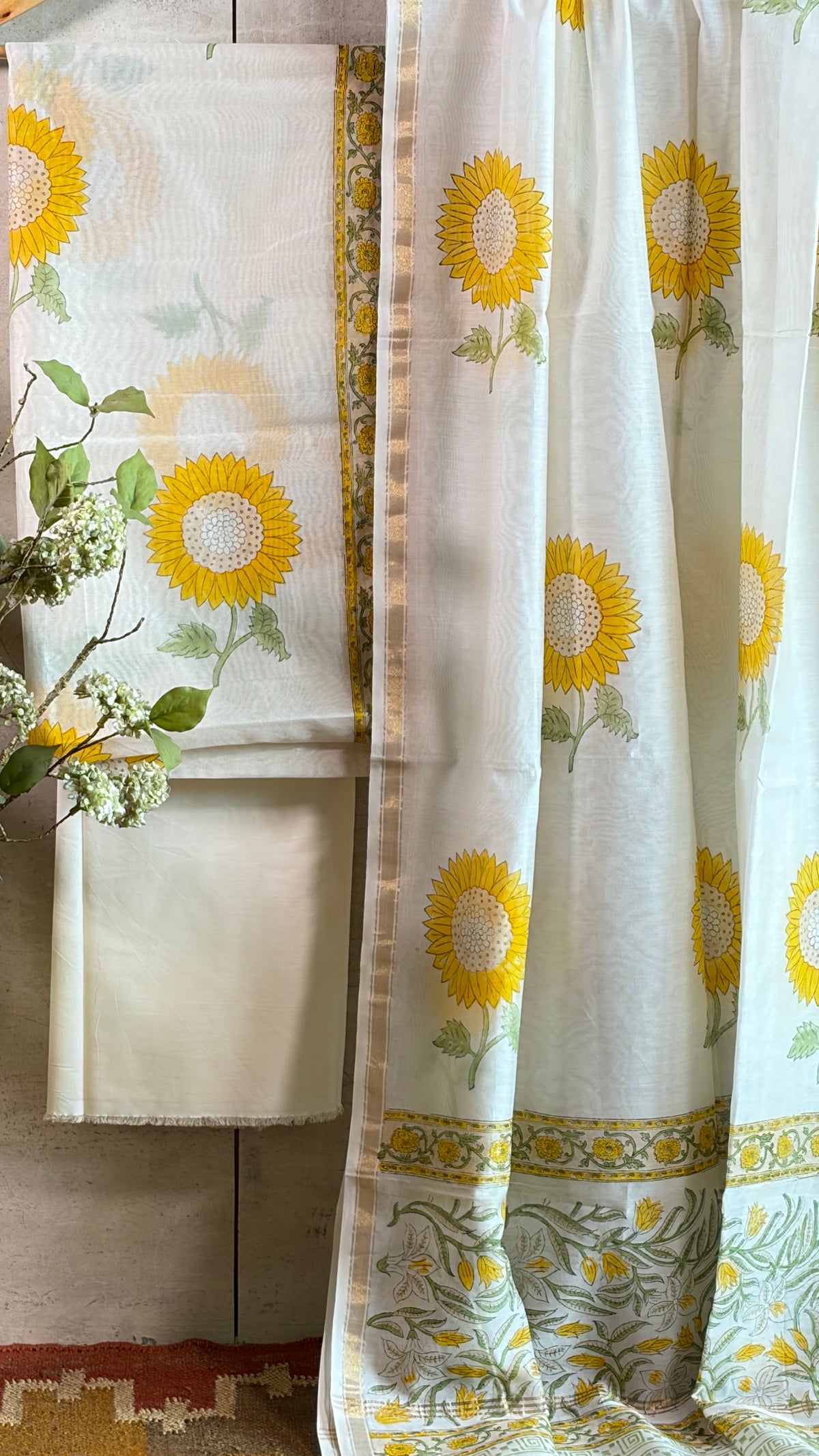 Ivory & Sunflower Hand Print Suit