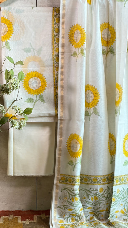 Ivory & Sunflower Hand Print Suit