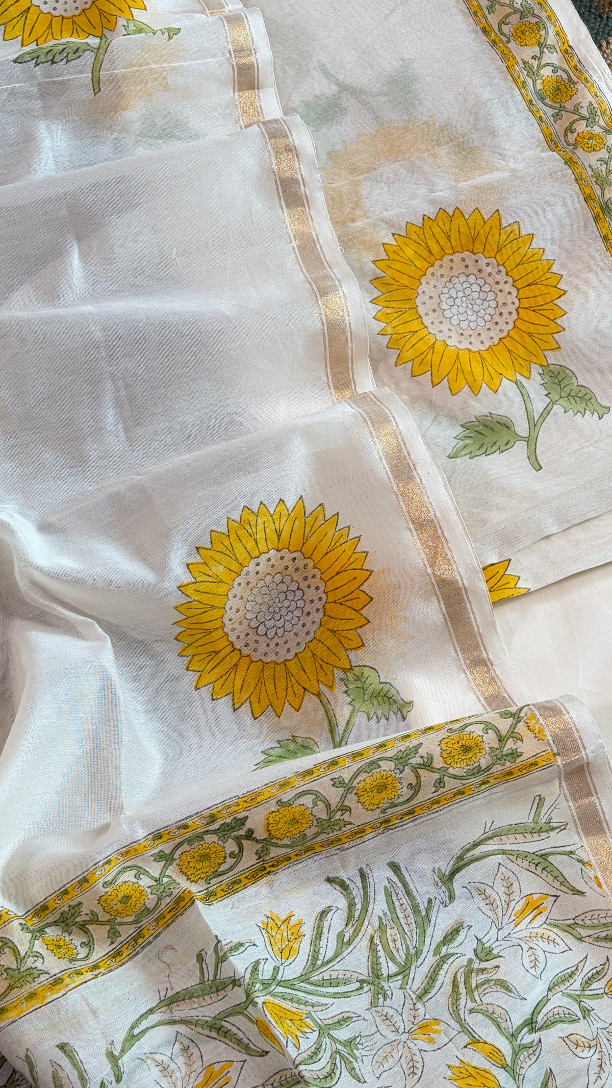 Ivory & Sunflower Hand Print Suit