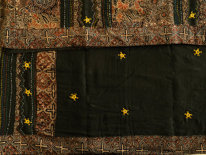 BLACK KALAMKARI PATCH WORK COTTON SARI