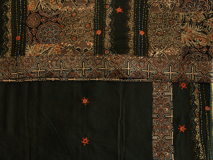 BLACK KALAMKARI PATCH WORK COTTON SARI