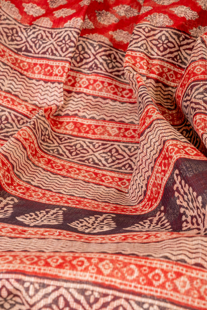 RED-WHITE MOTIF BLOCK PRINT KOTA DORIA SARI