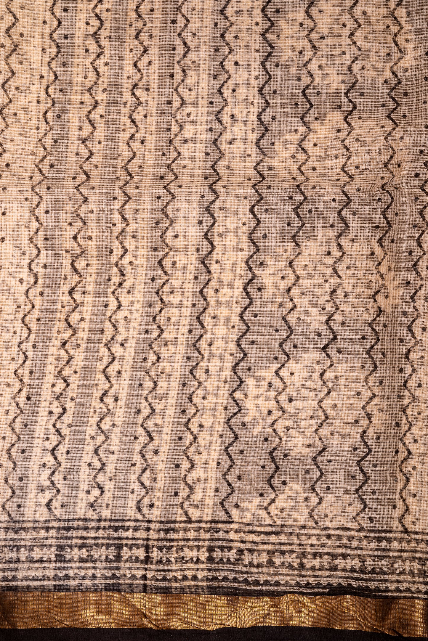 BLACK-WHITE  FLORAL BLOCK PRINT KOTA DORIA SARI