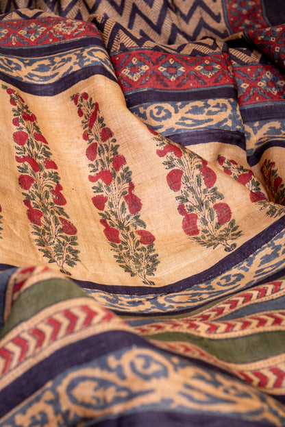 GEOMETRIC GRACE TUSSAR SILK SARI