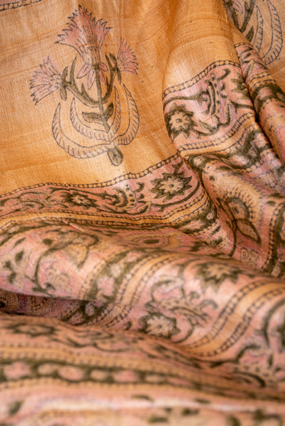 FLORAL TAPESTRY TUSSAR SILK SARI